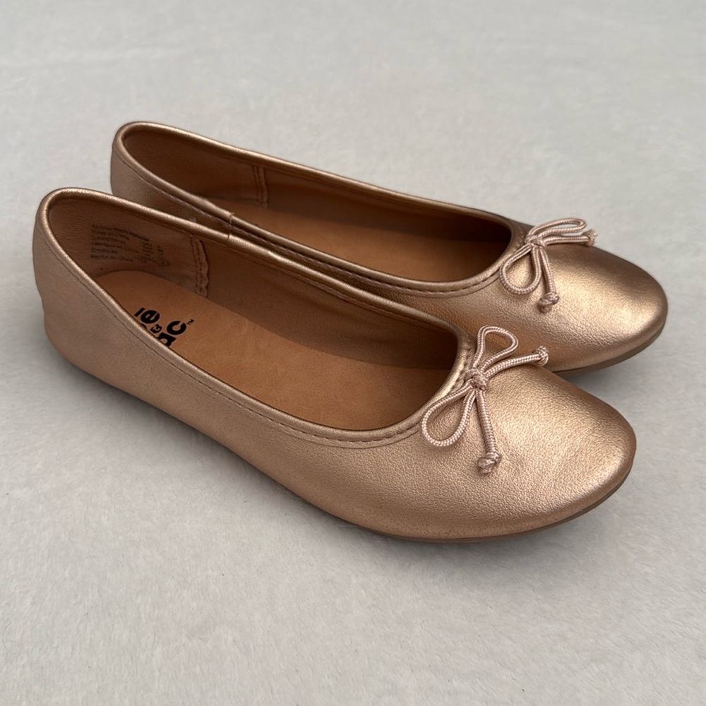 Zoe & Zac | Fae String Tie Bow Ballet Flats Rose Gold (4)
